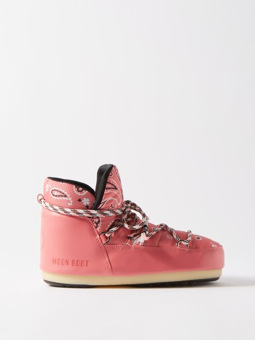 Alanui - X Moonboot Bandana-print Nylon Boots - Womens - Pink Multi