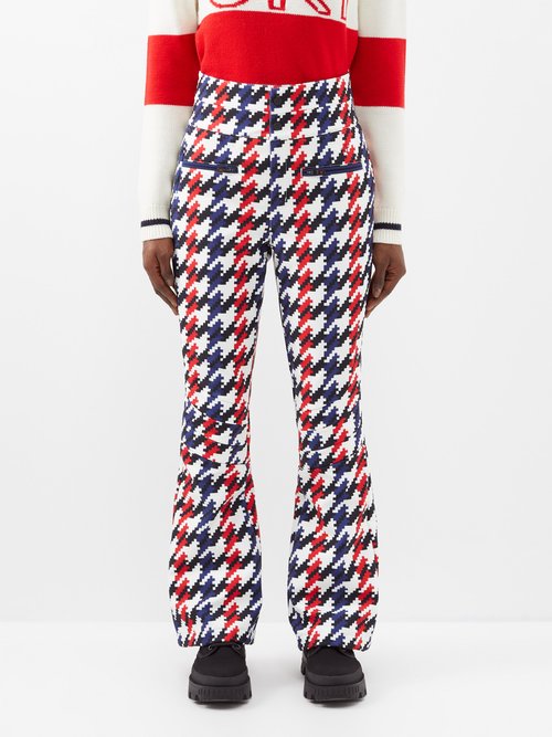 Perfect Moment - Aurora Houndstooth Softshell Ski Trousers - Womens - Red White Blue