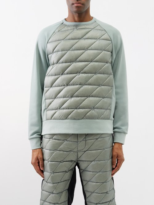 Holden - Crew-neck Quilted Down Sweater - Mens - Slate
