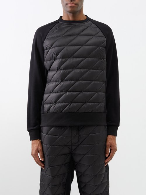 Holden - Quilted Down Shell And Jersey Sweatshirt - Mens - Black