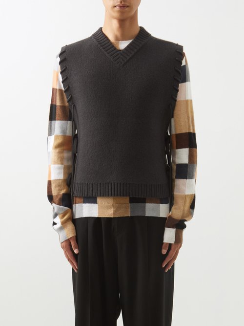 Craig Green V-neck Laced-sleeve Wool Vest In Black | ModeSens