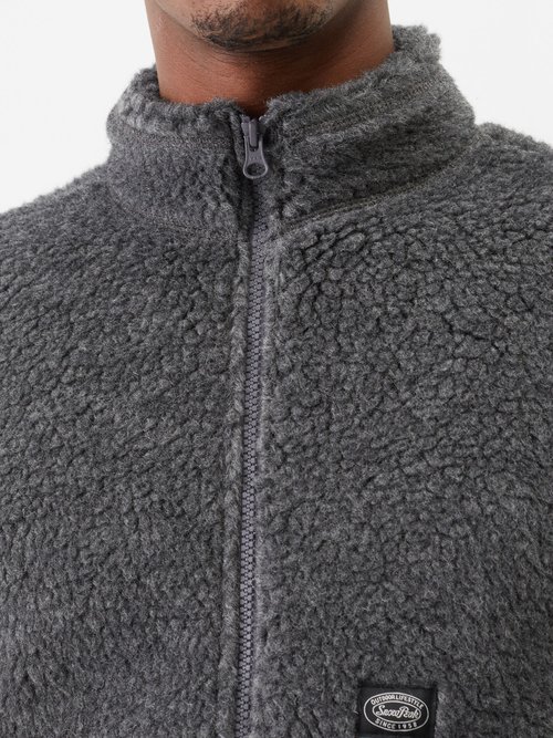 Wool-blend Fleece Jacket In Gray