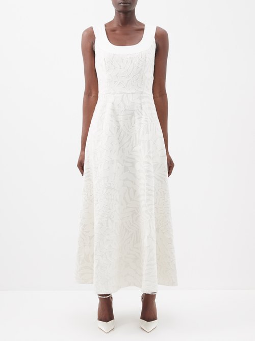 Marta Ferri Portofino Embroidered Cotton Dress In White
