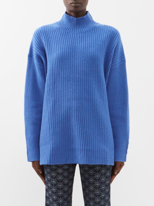 See By Chloé - Oversized Wool-blend Roll-neck Sweater Blue