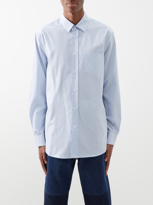 Winnie New York - Patch-pocket Striped Cotton-oxford Shirt - Mens - Blue Stripe