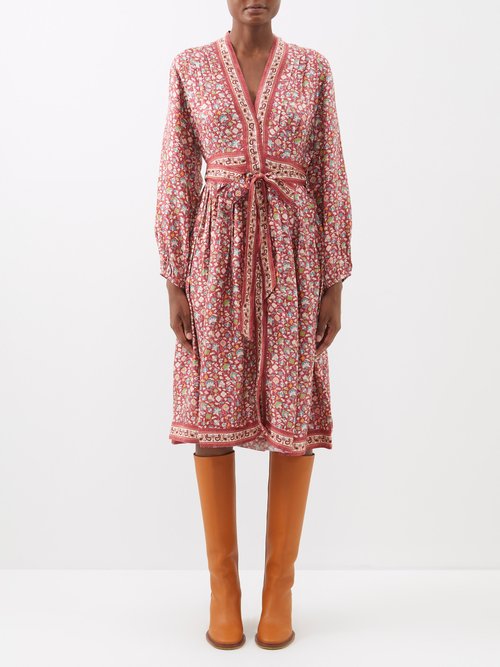 D'Ascoli Nirvana Floral-print Silk-twill Wrap Dress
