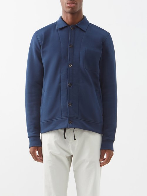 oliver spencer - kenmore buttoned organic-cotton jersey sweatshirt ens navy