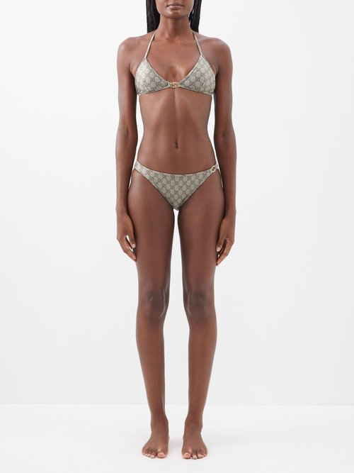 Gucci GG-monogram Shimmer Triangle Bikini
