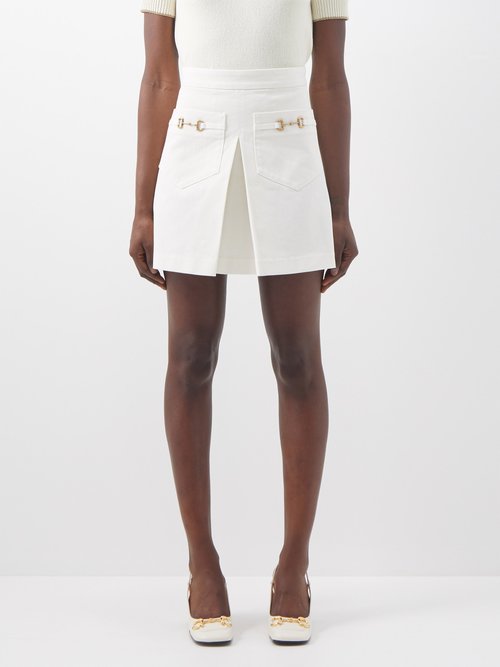Gucci Pleated Organic-cotton Drill Mini Skirt