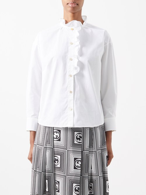 Gucci Ruffle-collar Cotton-poplin Shirt | Closet