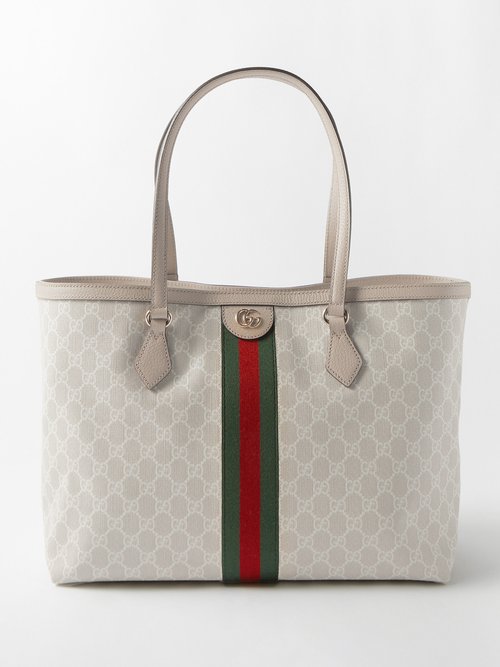 Gucci Ophidia Medium Gg-canvas And Leather Tote Bag