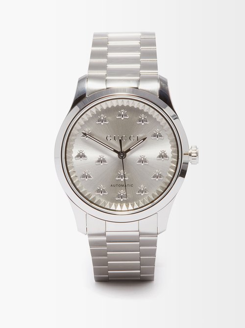 Gucci G-timeless 38mm Stainless-steel Watch In Silver
