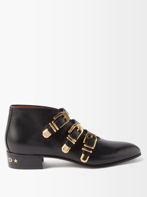 Gucci - Worsh Buckled Leather Ankle Boots - Womens - Black