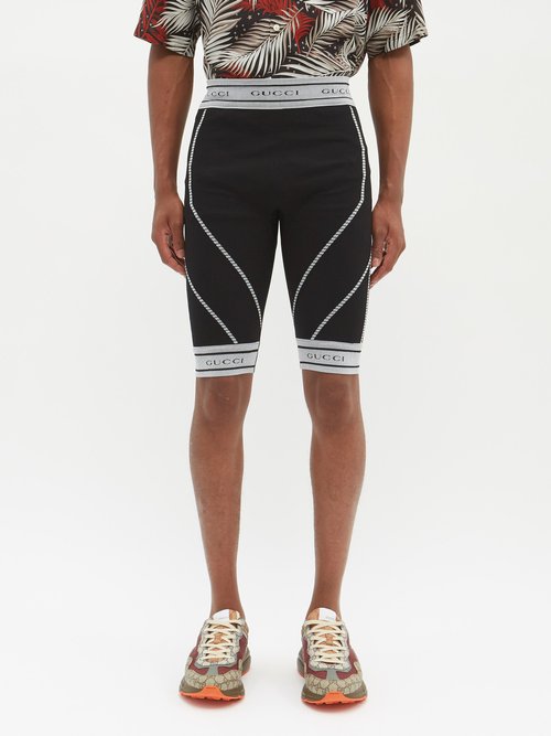 Gucci - Logo Jacquard Cotton-jersey Leggings - Mens - Black White