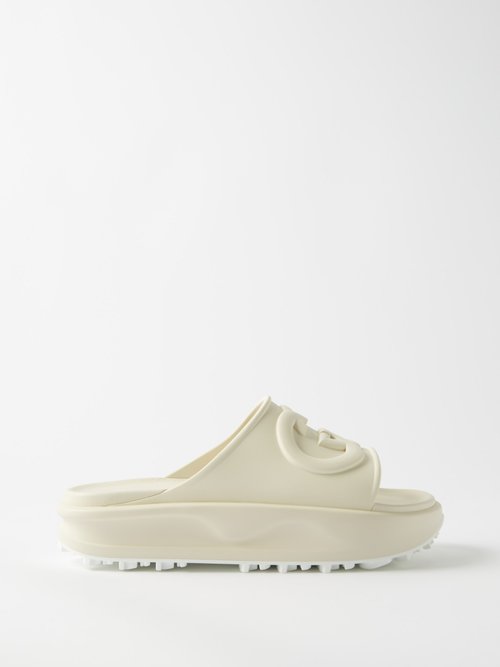 Gucci Miami Rubber Slide Sandals In Off White | ModeSens