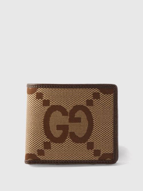 Gucci Gg Canvas And Leather Bi-fold Wallet In Beige Multi