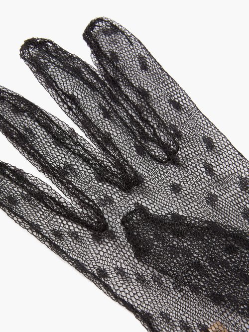 GUCCI Embroidered Polka-Dot Tulle Gloves for Women