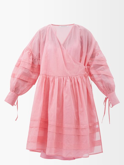 Cecilie Bahnsen - Amalie Wraparound Cotton-organdy Dress Pink