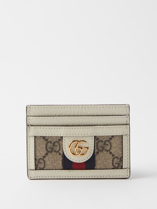 GG-print Leather And Canvas Cardholder