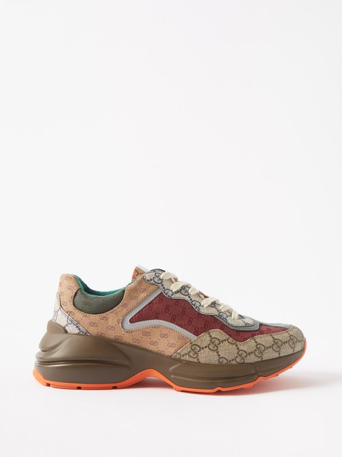 Shop Gucci Rhyton Mixed Media Sneakers