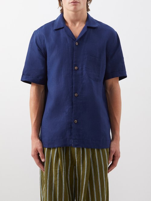 Smr Days Blue Paraiso Short Sleeve Linen Shirt | ModeSens