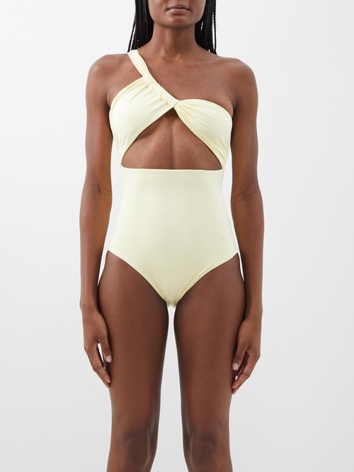 sara cristina - narcissus one-shoulder cutout swimsuit womens pale yellow