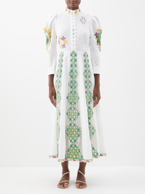 Alemais Ramona Crocheted Cotton-blend Shirt Dress In White