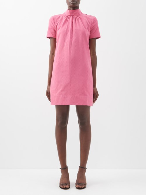 Buy Staud - Ilana Bow-neck Moiré Mini Dress Pink online - shop best Staud clothing sales