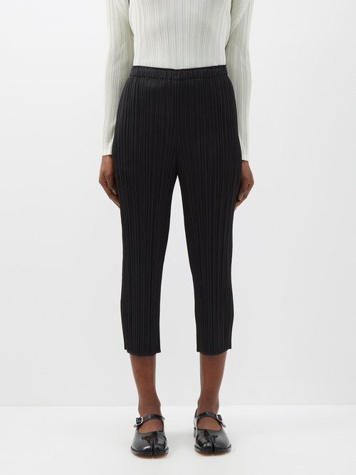 Pleats Please Issey Miyake Cropped Technical-pleated Trousers
