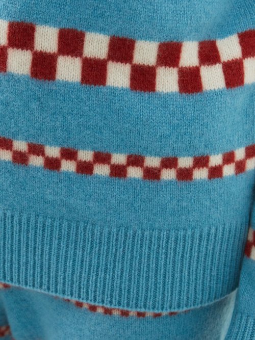 The Elder Statesman Red Intarsia Sweater