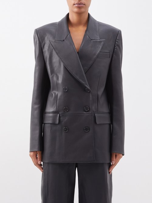 Khaite Tanner Double-breasted Leather Blazer