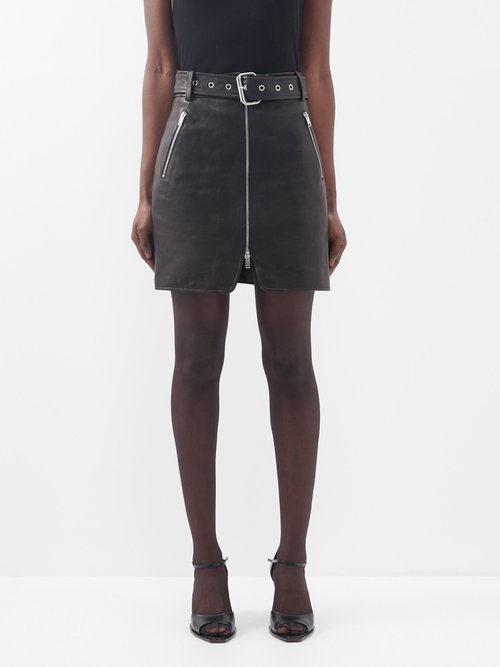 Khaite Luana Belted Leather Skirt