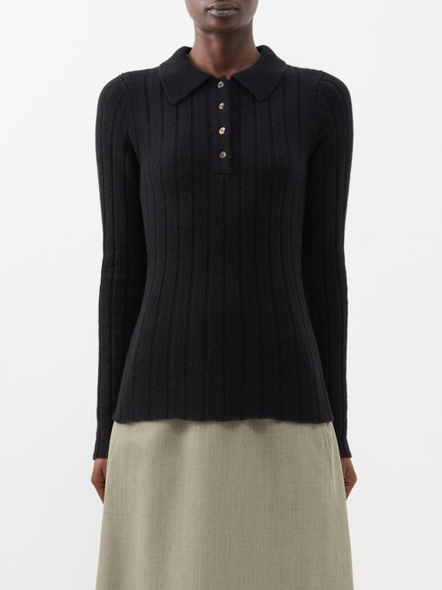 Onregelmatigheden Factuur Onderhoudbaar Khaite Hans Ribbed Cashmere Polo Sweater | Smart Closet