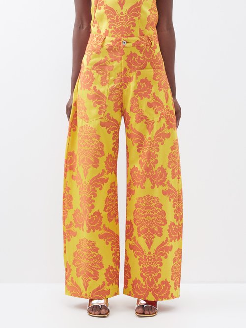 Marques'Almeida Floral-brocade Recycled-fibre Blend Trousers