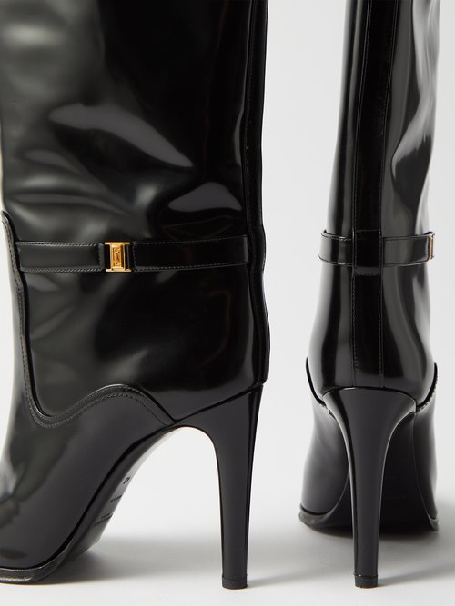 Black Niki 85 YSL-logo leather ankle boots
