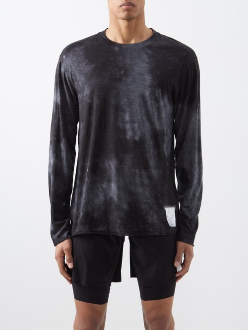 Satisfy - Cloudmerino Tie-dye Merino Long-sleeved T-shirt - Mens - Black