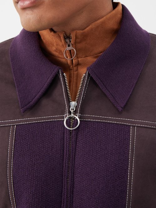 Sasquatchfabrix Faux-suede Knitted Zip-up Jacket In Purple | ModeSens