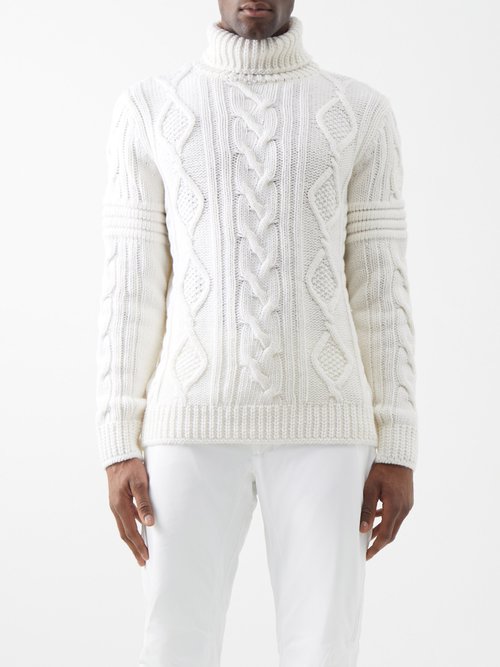 Fusalp - Billie Roll-neck Cable-knit Wool-blend Sweater - Mens - White