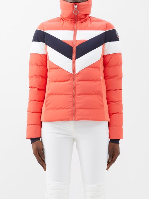 Fusalp - Mathilde Quilted Ski Jacket - Womens - Orange Coral White