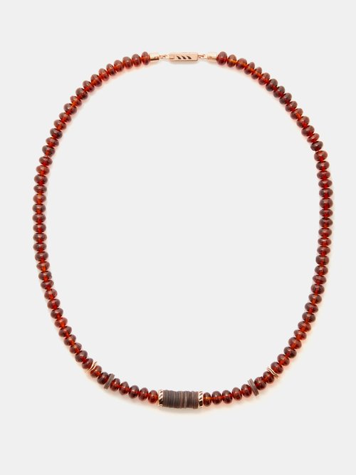 Dezso Citrine, Coconut-shell & 14kt Rose Gold Necklace