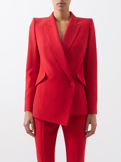 Alexander Mcqueen - Asymmetric Tailored Crepe Suit Jacket Red