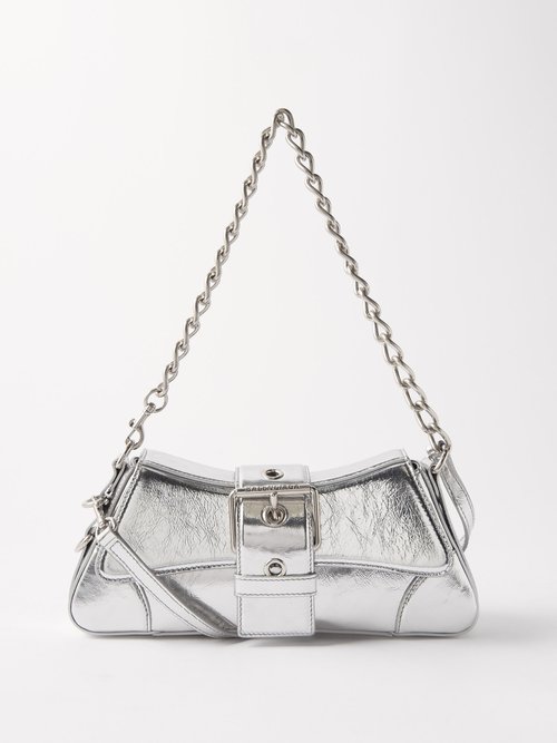 Balenciaga - Lindsay S Metallic-leather Shoulder Bag Silver
