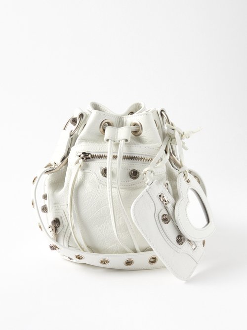 Balenciaga - Le Cagole Xs Crinkled-leather Bucket Bag White