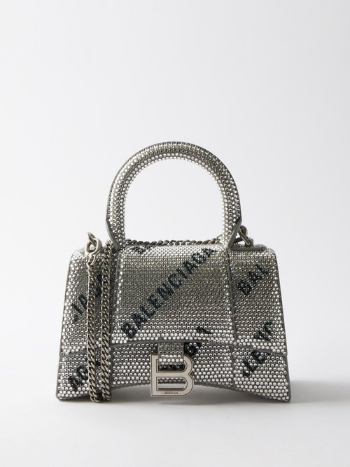 Hourglass Xs Crystal-embellished Leather Bag