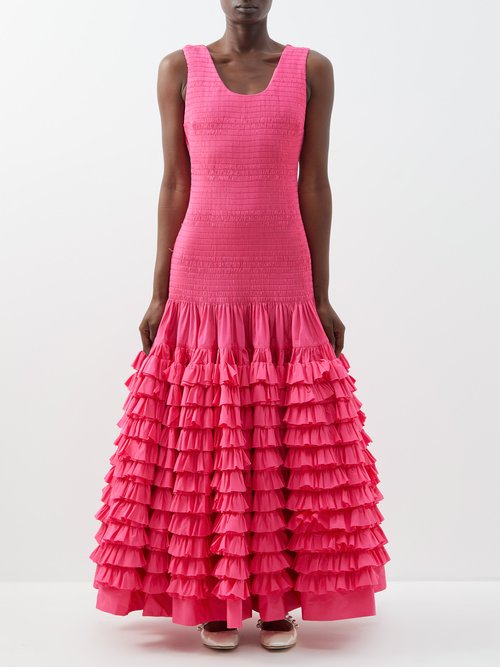 Molly Goddard - Natsai Ruffled-skirt Shirred-taffeta Dress Pink