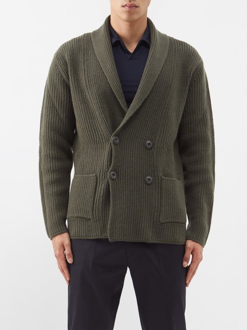 Thom Sweeney - Double-breasted Wool-blend Cardigan - Mens - Green
