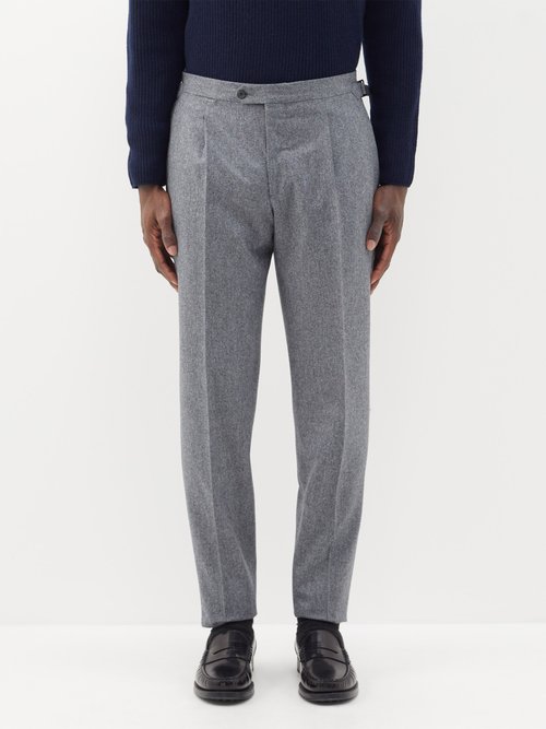 Thom Sweeney - Pleated Wool-flannel Trousers - Mens - Light Grey