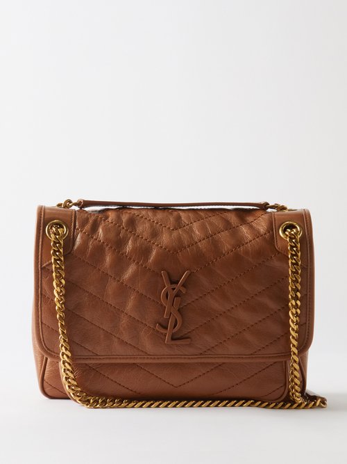 Saint Laurent Baby Niki Monogram Crinkled Light Caramel Leather