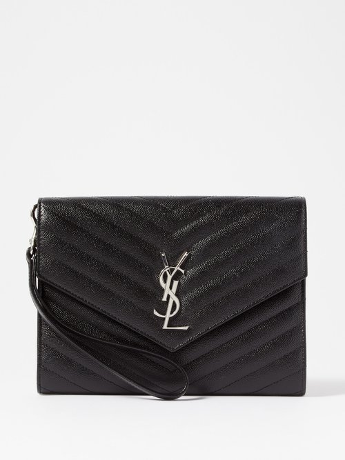 Cassandre Quilted-leather Clutch Bag In Noir