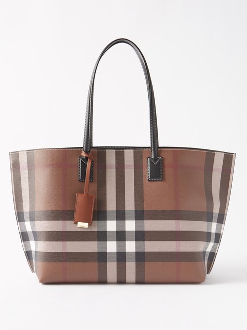 Checked Canvas Tote Bag